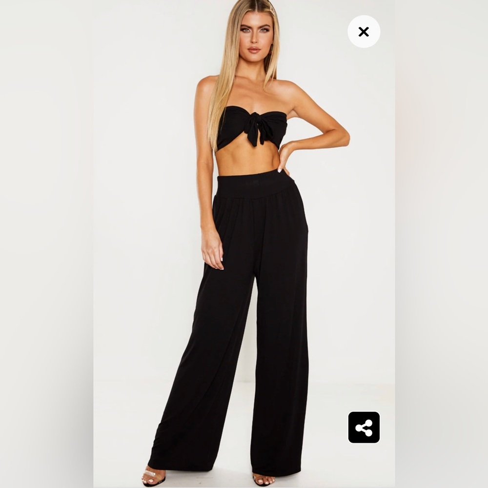 Tall Black High Waist Wide Leg Pants Size 2